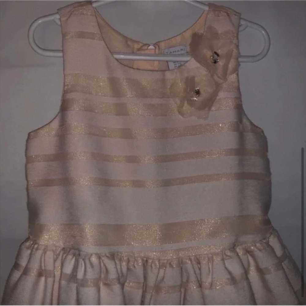 Kid's Tahari Pink Striped Formal Dress - Picture 3 of 10